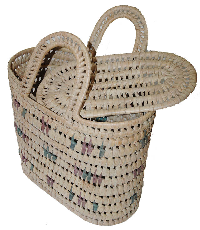 General purpose basket with lid, woven from grass