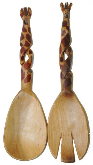 Salad spoon & fork in Mahogany