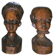 Swazi bust set, hand carved in Mahogany