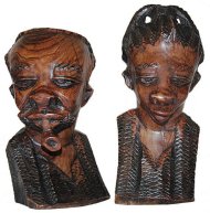 Swazi bust set hand carved in solid Ebony wood