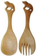 Salad spoon & fork in Mahogany