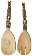 Hand carved wooden salad spoon & fork
